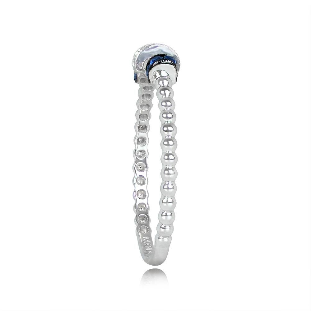 Art Deco Estate Diamond Jewelry Diamond & Sapphire Band Ring, 18k White Gold  For Sale