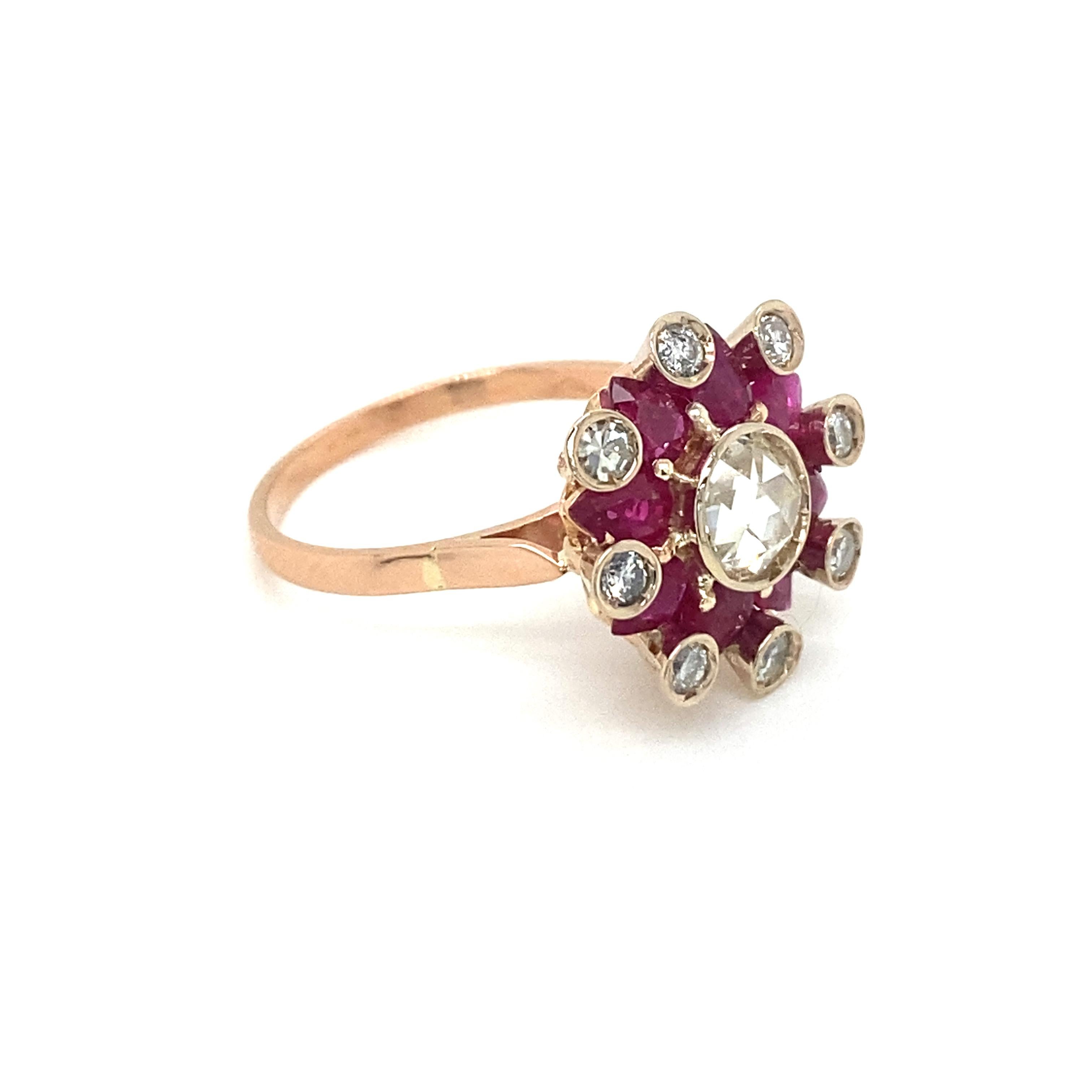 Women's Estate Diamond Natural Ruby Cocktail Ring