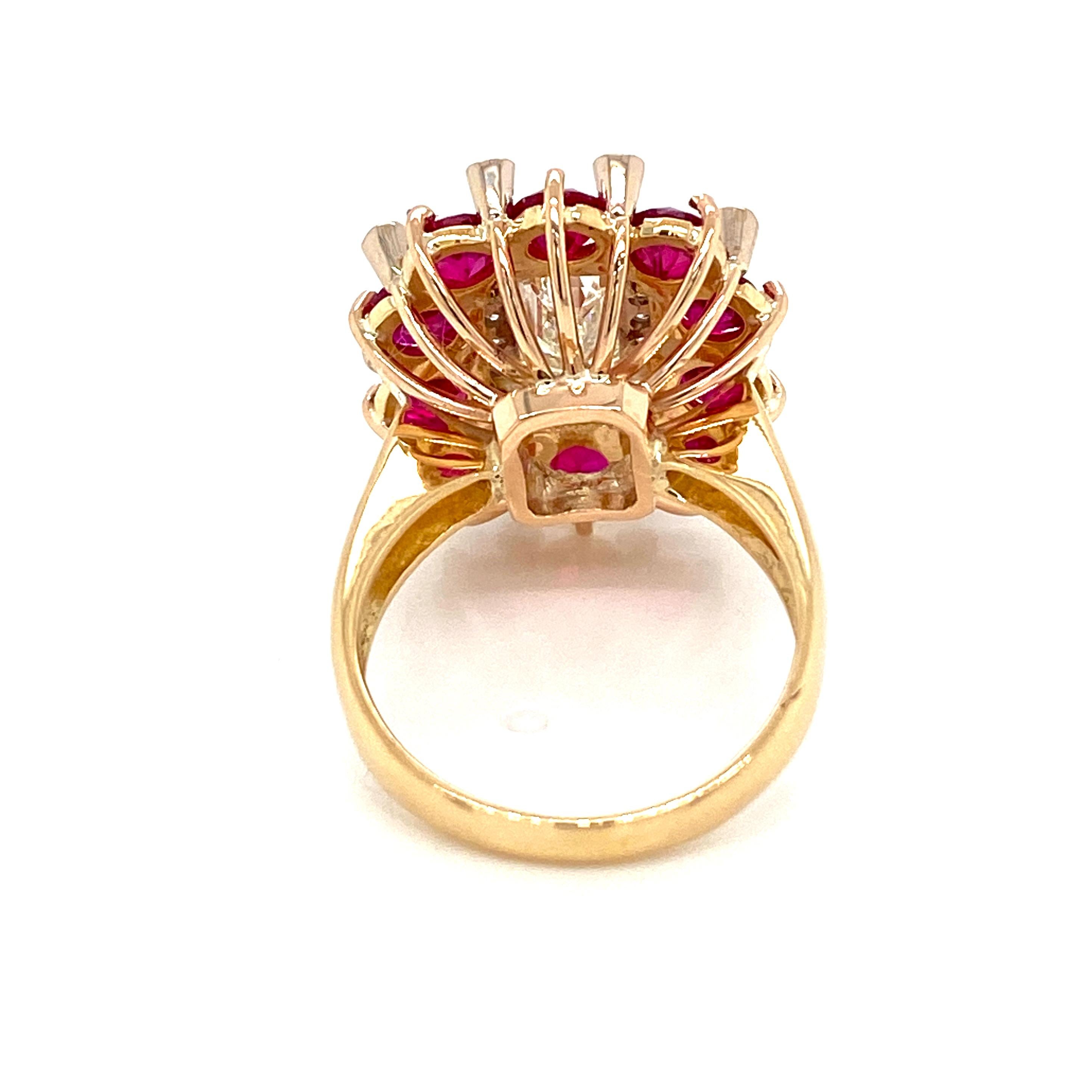 Estate Diamond Natural Ruby Cocktail Ring 1