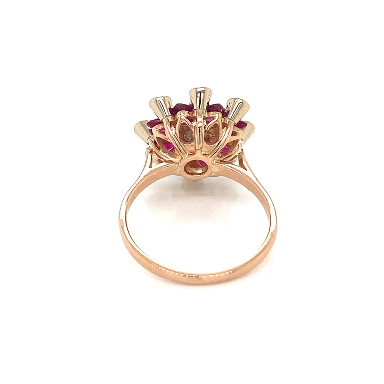 Estate Diamond Natural Ruby Cocktail Ring For Sale at 1stDibs