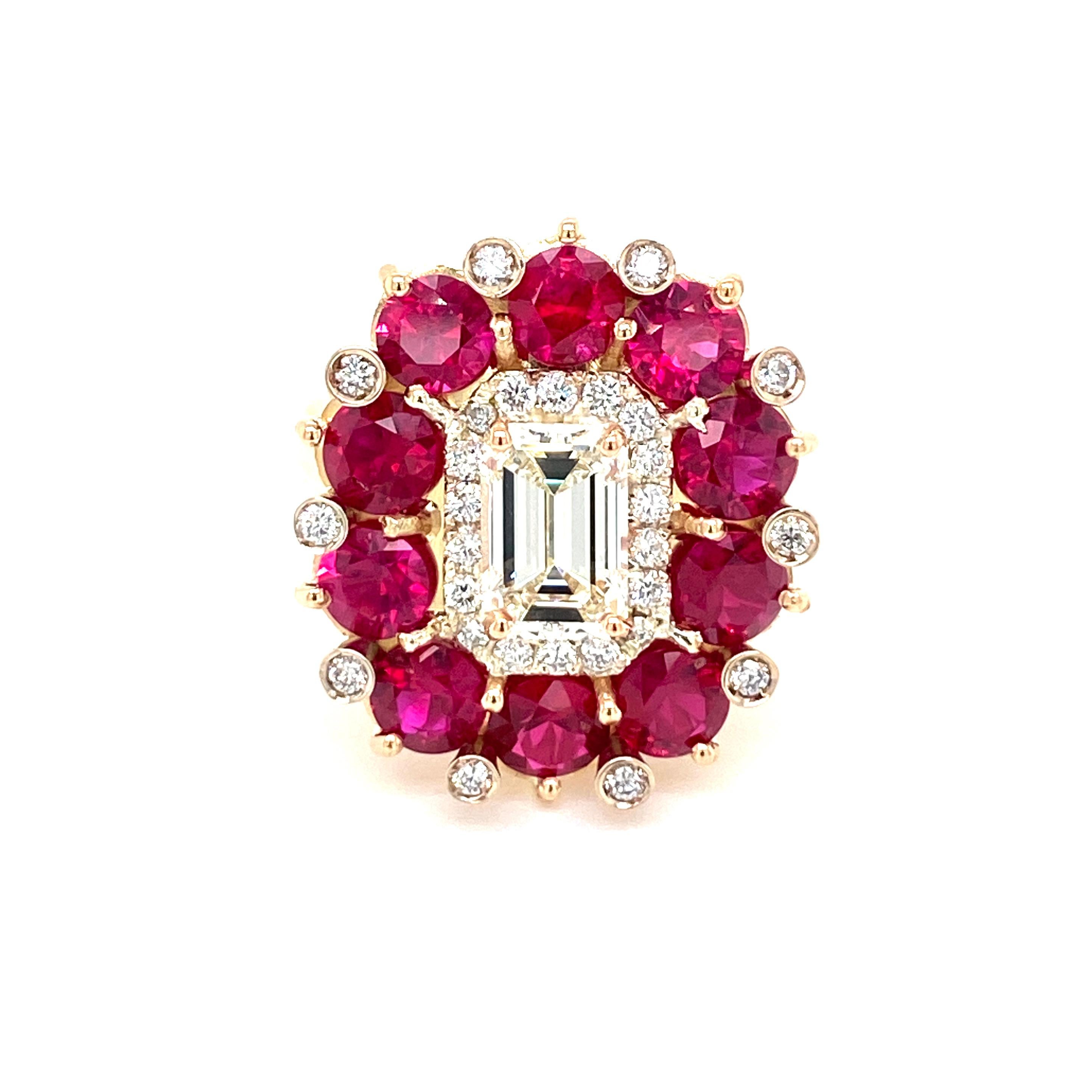 Estate Diamond Natural Ruby Cocktail Ring 4