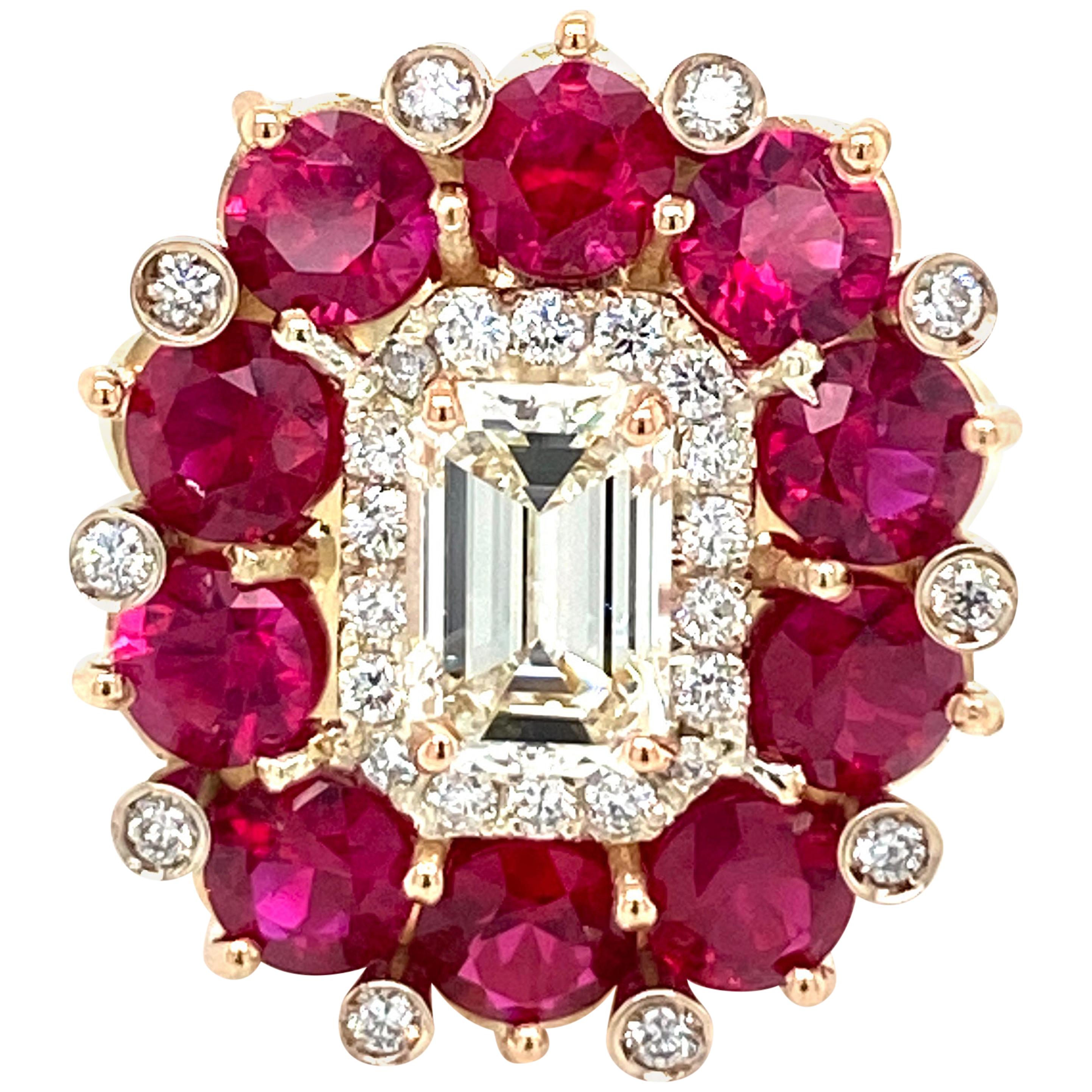Estate Diamond Natural Ruby Cocktail Ring