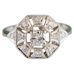 Estate Diamond Octagon Ring Platinum