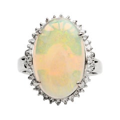 Estate Diamond Opal Platinum Cocktail Ring