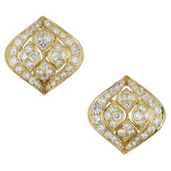 Estate Diamond Pave Yellow Gold Earrings