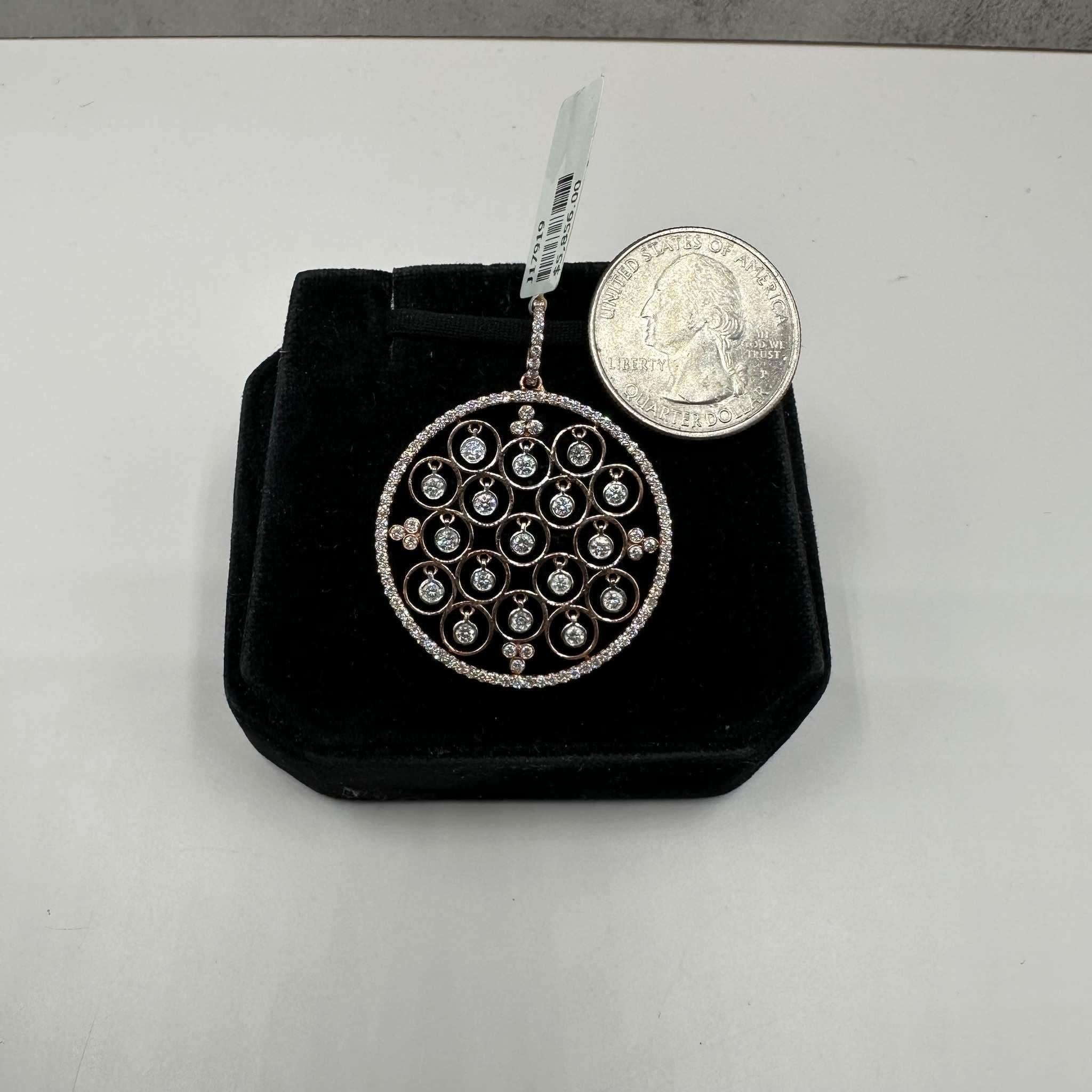 Pendentif de succession en or rose 14 carats - 1,46 carat poids total GH SI2-I1 diamants, 1,25