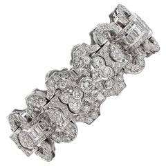 Estate Diamond Platinum Elegant Deco Style Links Bracelet