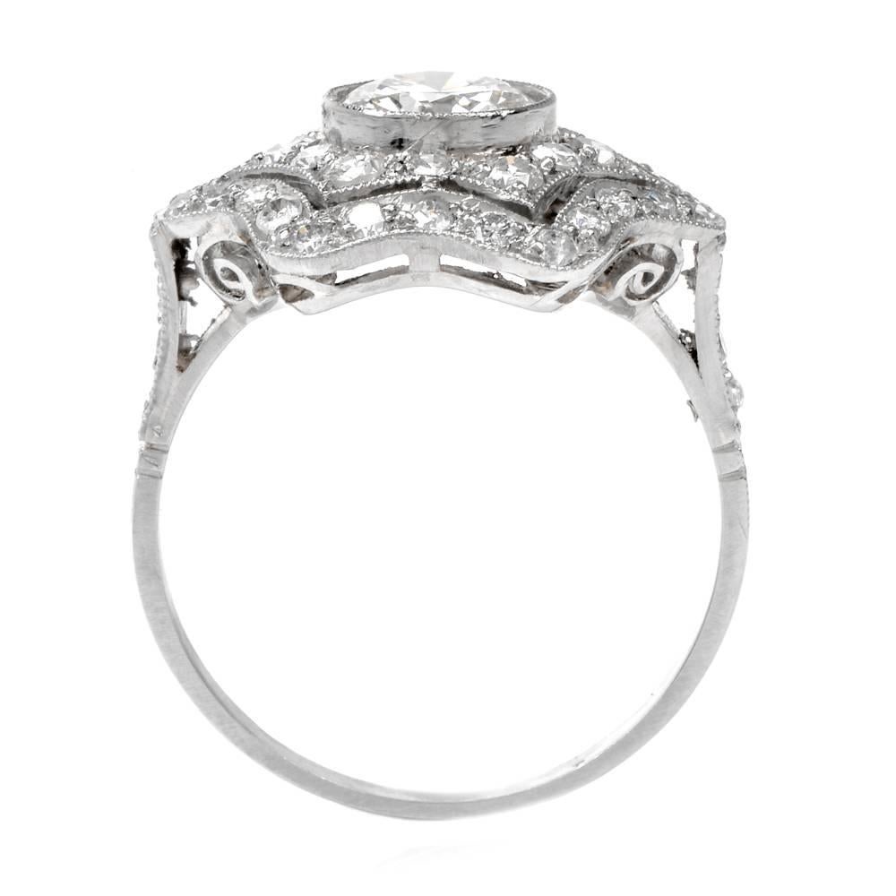 Estate Diamond Platinum Filigree Engagement Ring 2