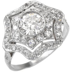 Estate Diamond Platinum Filigree Engagement Ring