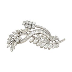 Estate Diamond Platinum Floral Brooch