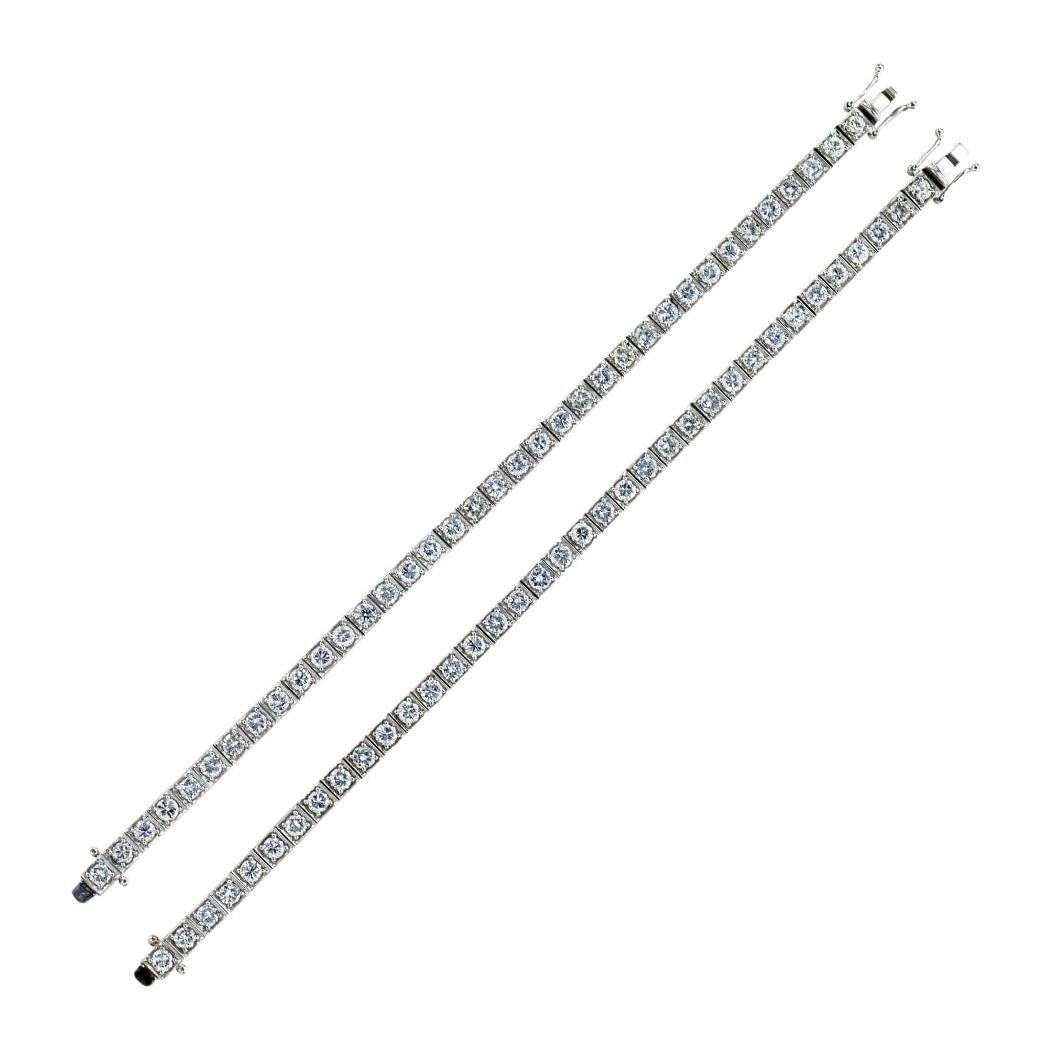 Estate Diamond Platinum Matching Line Bracelets