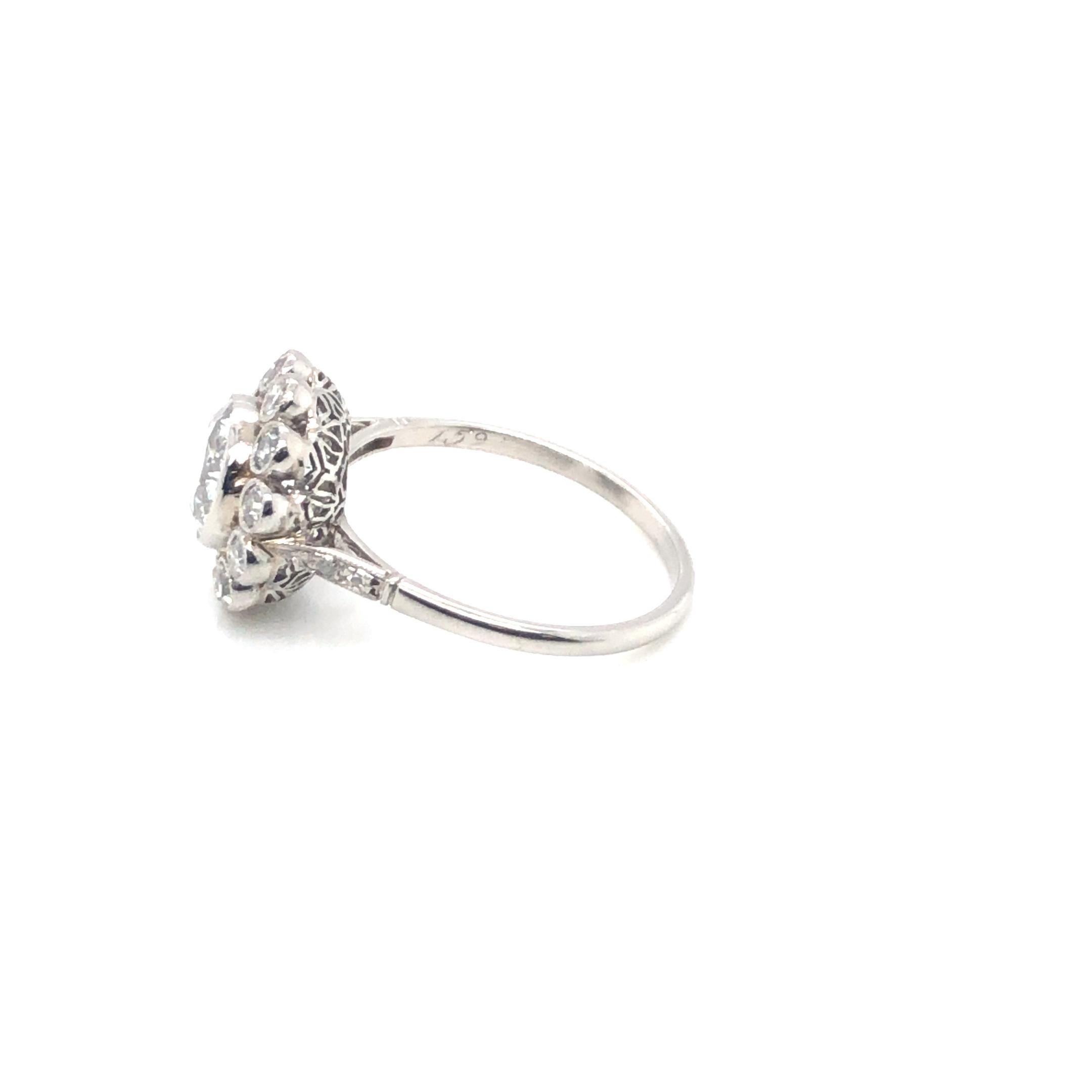 Platinum 1.59ct Round Diamond I1, 1.00ctw Side Diamond Ring, Size 8 4.50 Grams