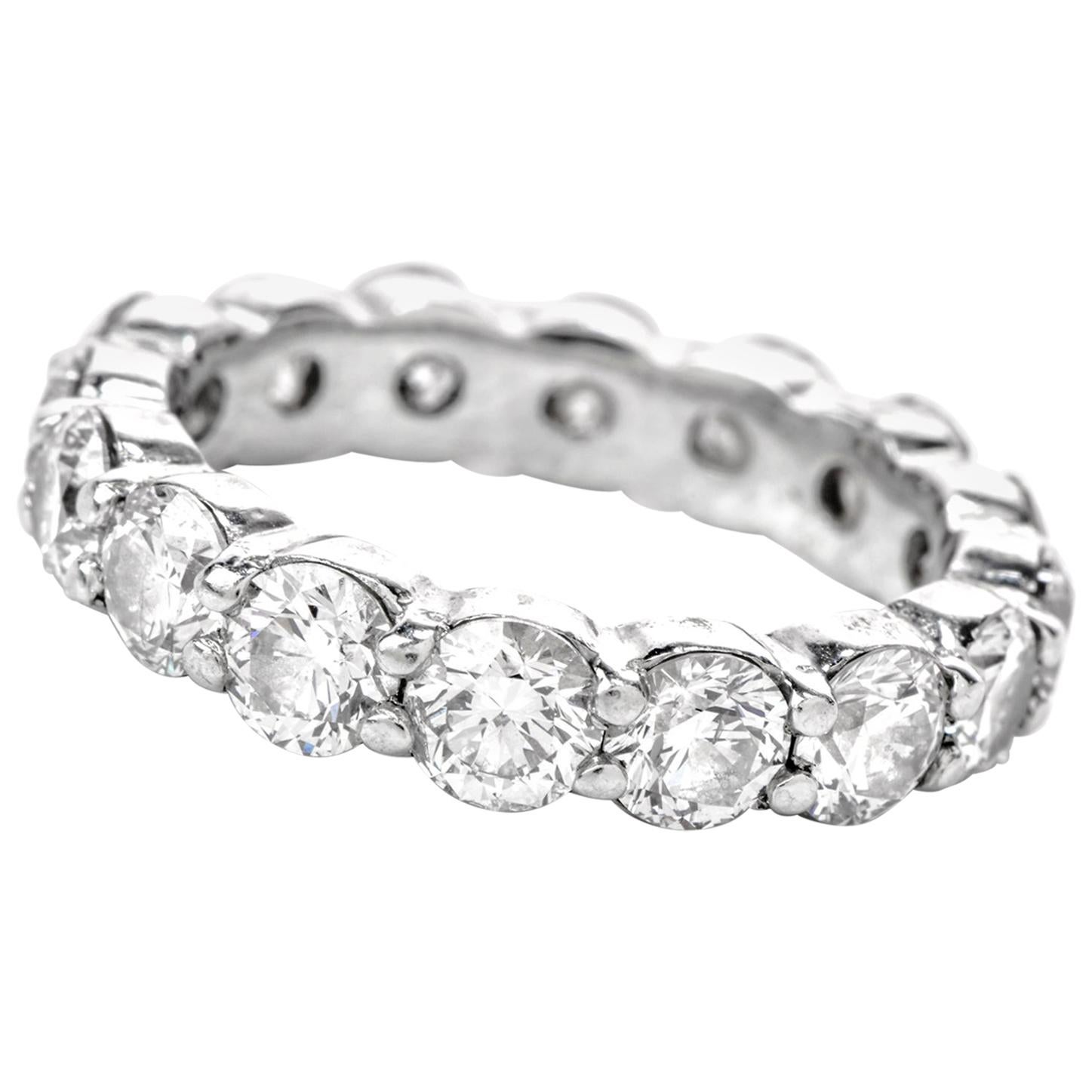 Estate Diamond Platinum Round Classic Eternity Band Ring