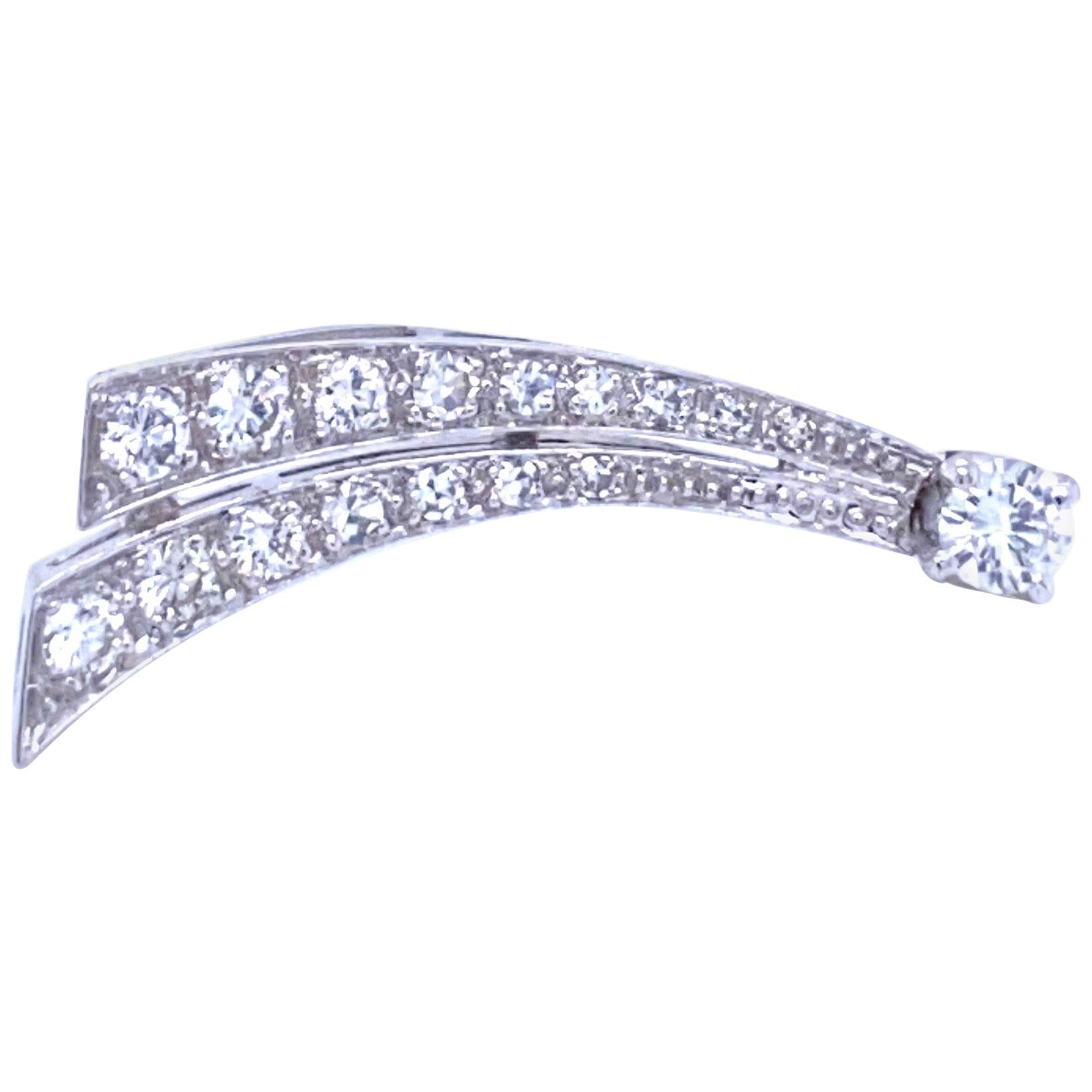 Estate Diamond Platinum Single Earring