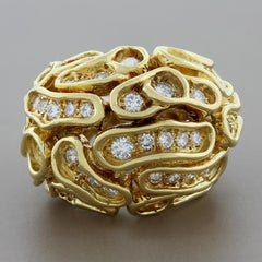 Estate Diamond 'Puzzle' Gold Dome Eternity Cocktail Ring