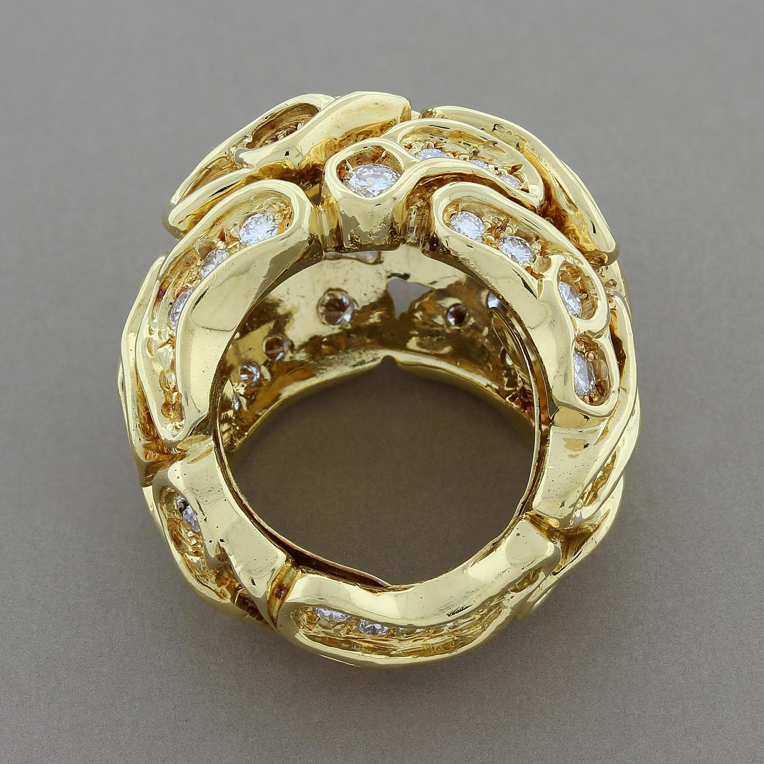 Estate Diamond 'Puzzle' Gold Dome Eternity Cocktail Ring 1