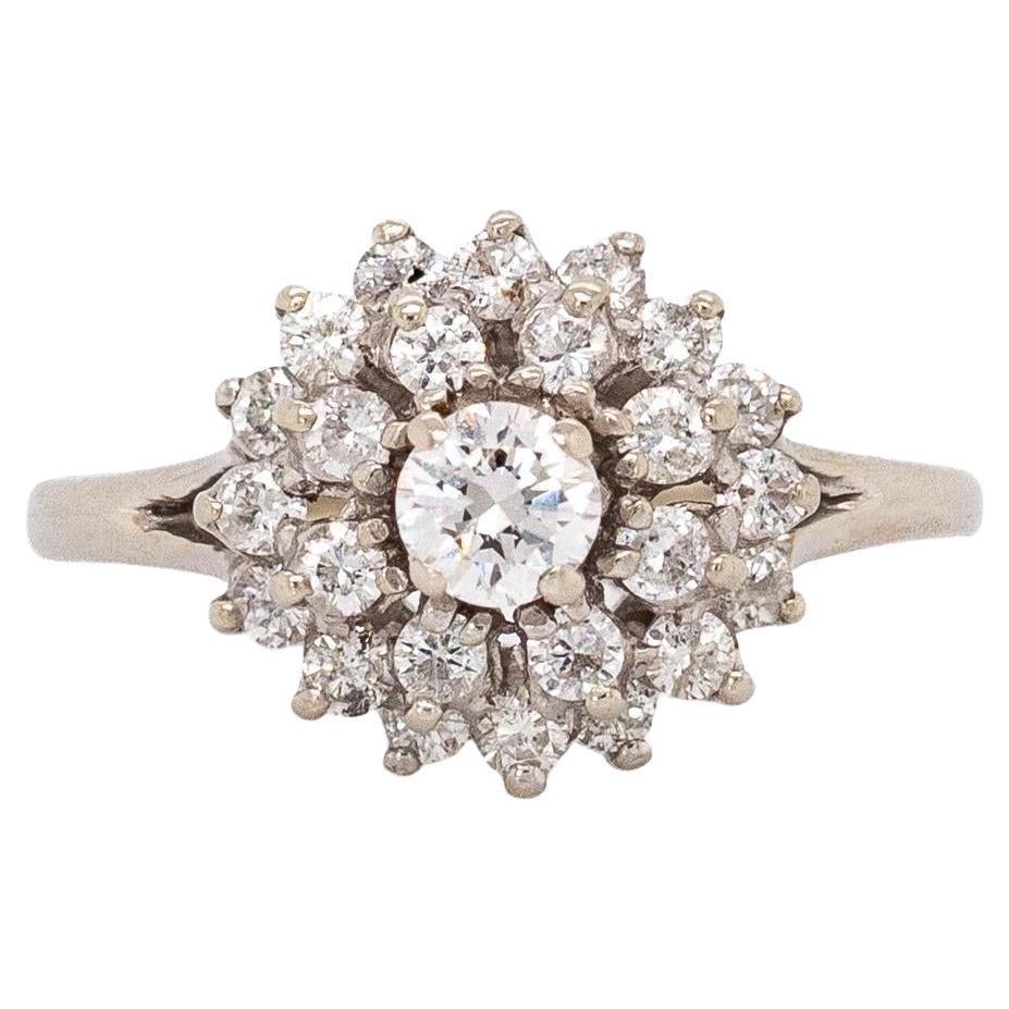 Anello con diamante Estate e accenti di diamanti Nature: Oro massiccio 14k, tondo 4mm