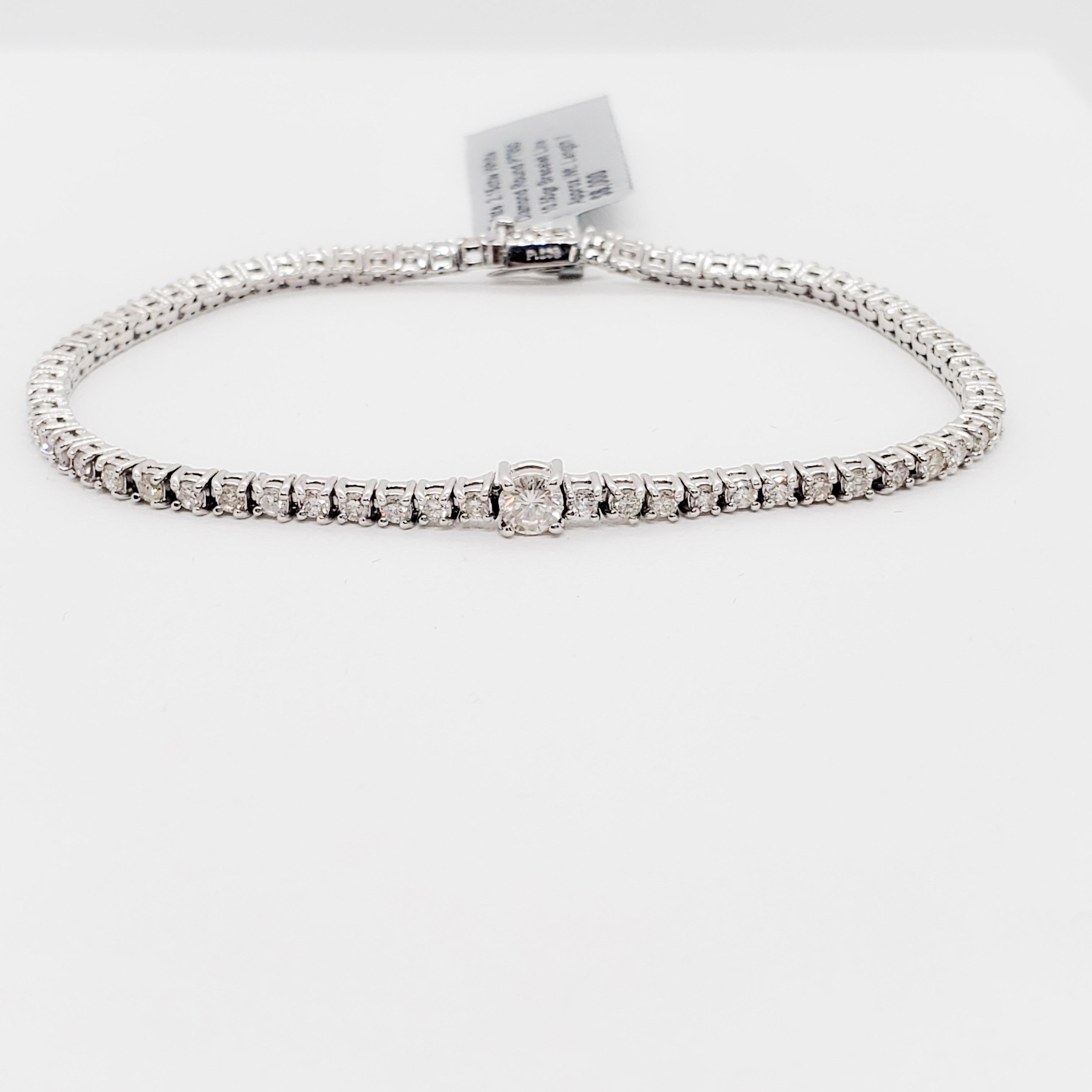 Classic with a modern twist, this bracelet has 2.15 carats of good quality white and bright diamonds. Handmade mounting in platinum. Length of bracelet is 7
