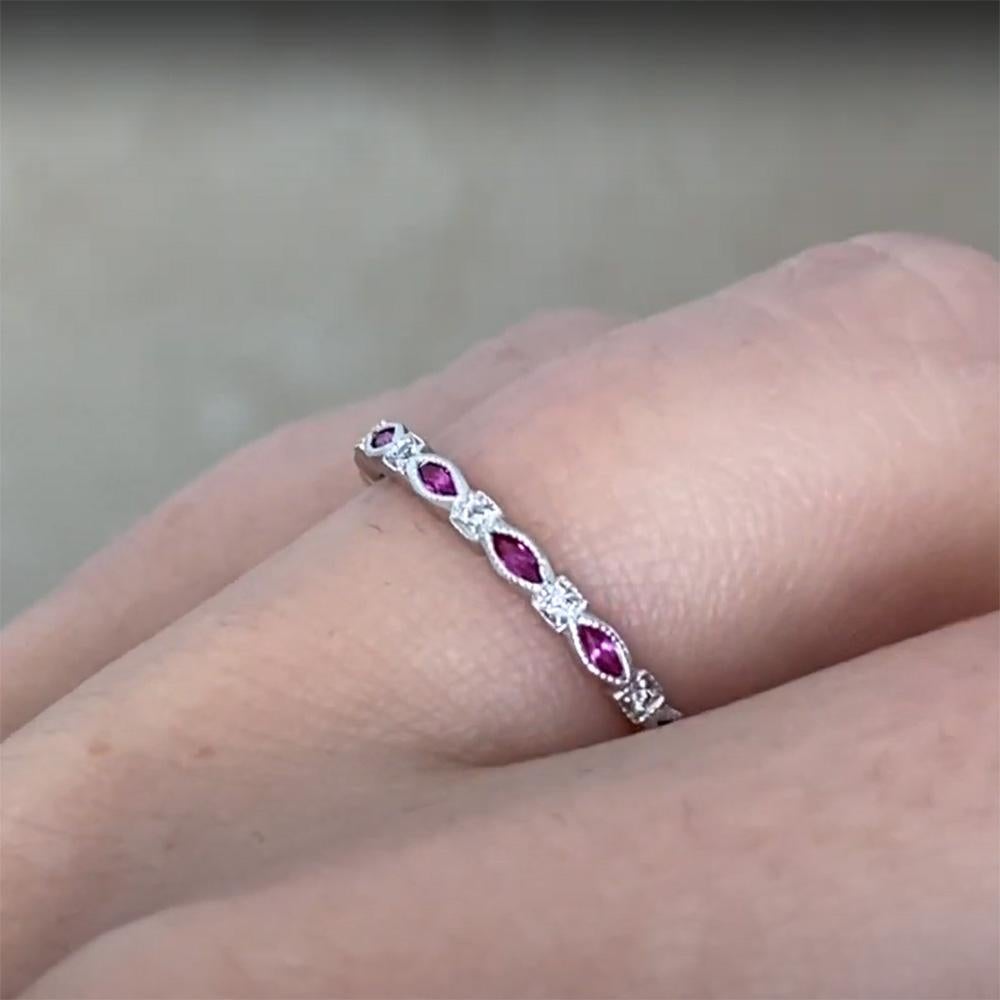 Estate Diamond Ruby Band, Alternating-Style Eternity Band, Platinum In Excellent Condition For Sale In New York, NY