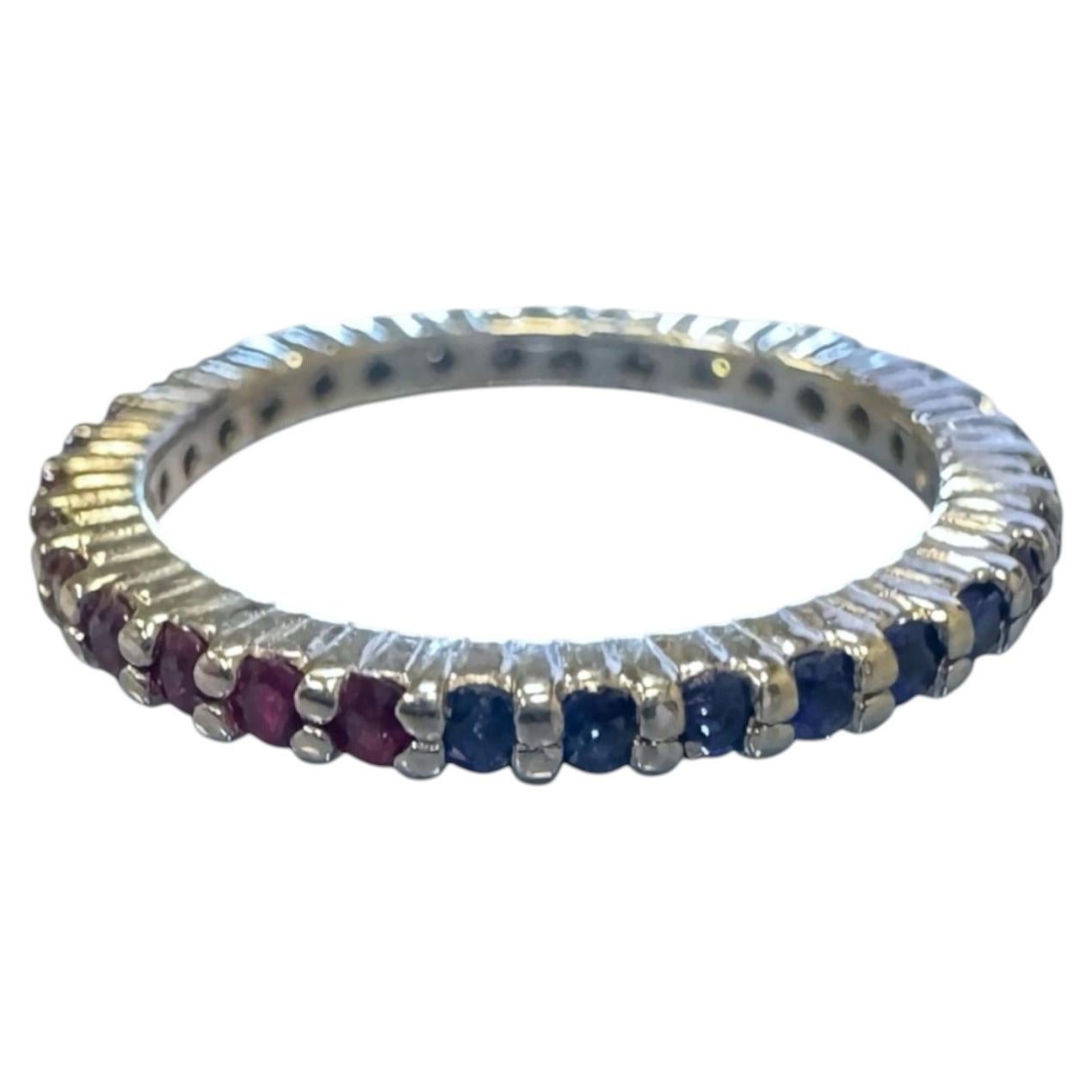 Estate Diamond Ruby & Sapphire Eternity Band Size 5.5