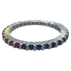 Estate Diamond Ruby & Sapphire Eternity Band Size 5.5