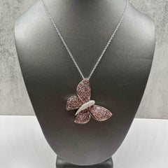 Estate Diamond Sapphire Butterfly Brooch Necklace 0.10ctw Pre Loved