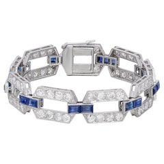 Antique Estate Diamond & Sapphire Link Bracelet