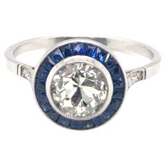 Estate Diamond & Sapphire Ring Platinum
