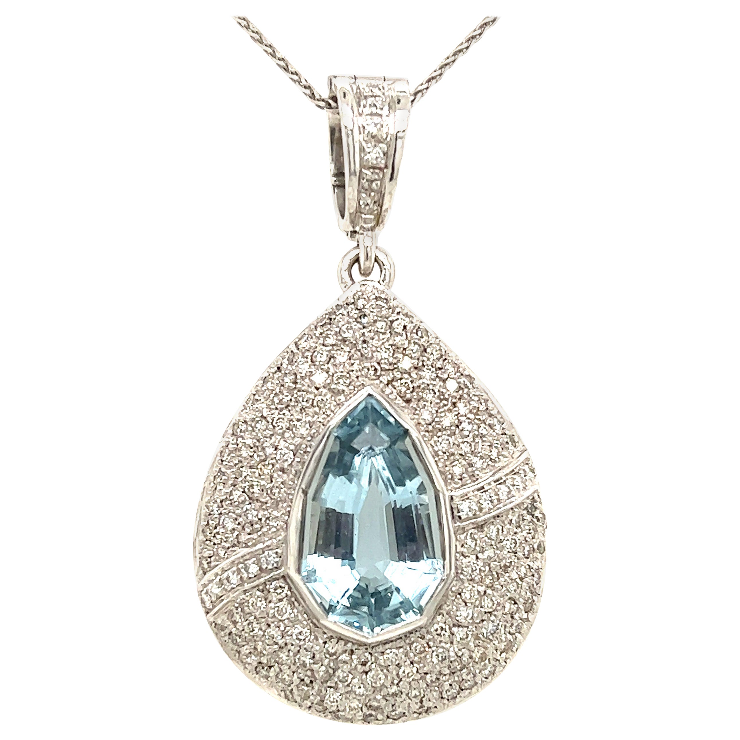 Nachlass Diamant & Aquamarin-Edelstein-Anhänger mit Schildschliff