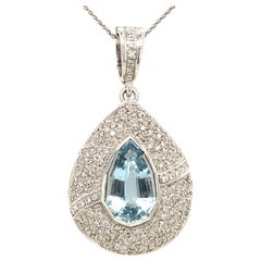 Nachlass Diamant & Aquamarin-Edelstein-Anhänger mit Schildschliff