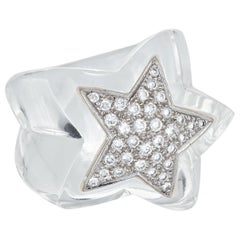 Vintage Estate Diamond Star Ring Clear Resin Ghost Jewelry Pre Owned
