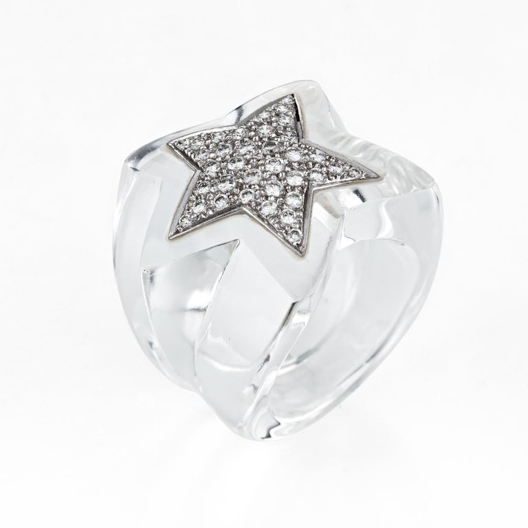 Estate Diamond Star Ring Clear Resin Ghost Jewelry Pre Owned at 1stDibs