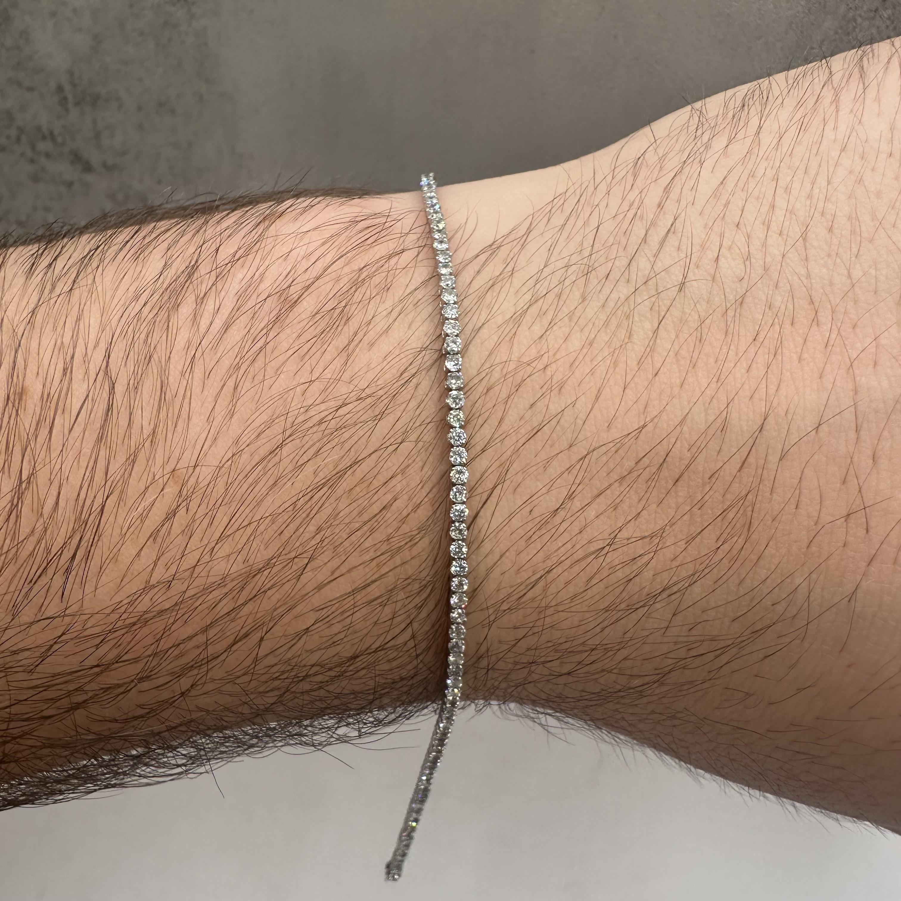 Estate Diamond Tennis Bracelet in 14kt White Gold – 2.10ctw Diamonds, 7