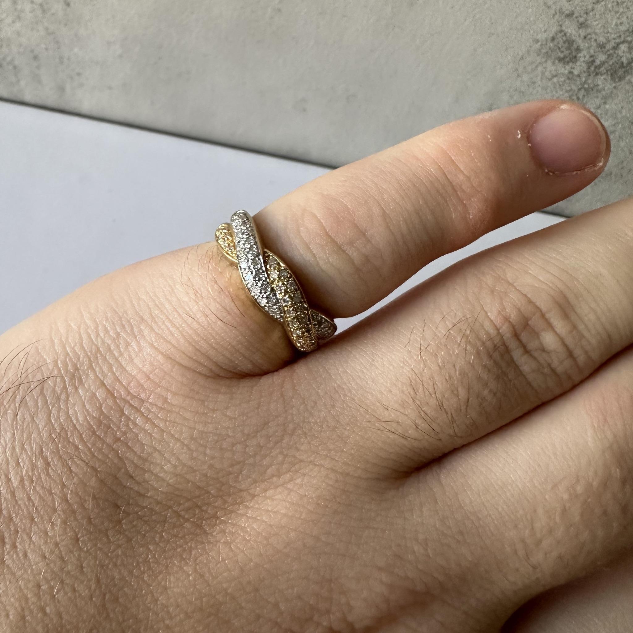 Single Cut Estate Diamond Twist Ring in 14kt Yellow Gold – 0.50ctw Diamonds, Two-Tone For Sale