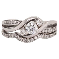 Anneau de mariage en diamant de type Estate avec accents en diamant naturel : Or massif 14K, 4mm