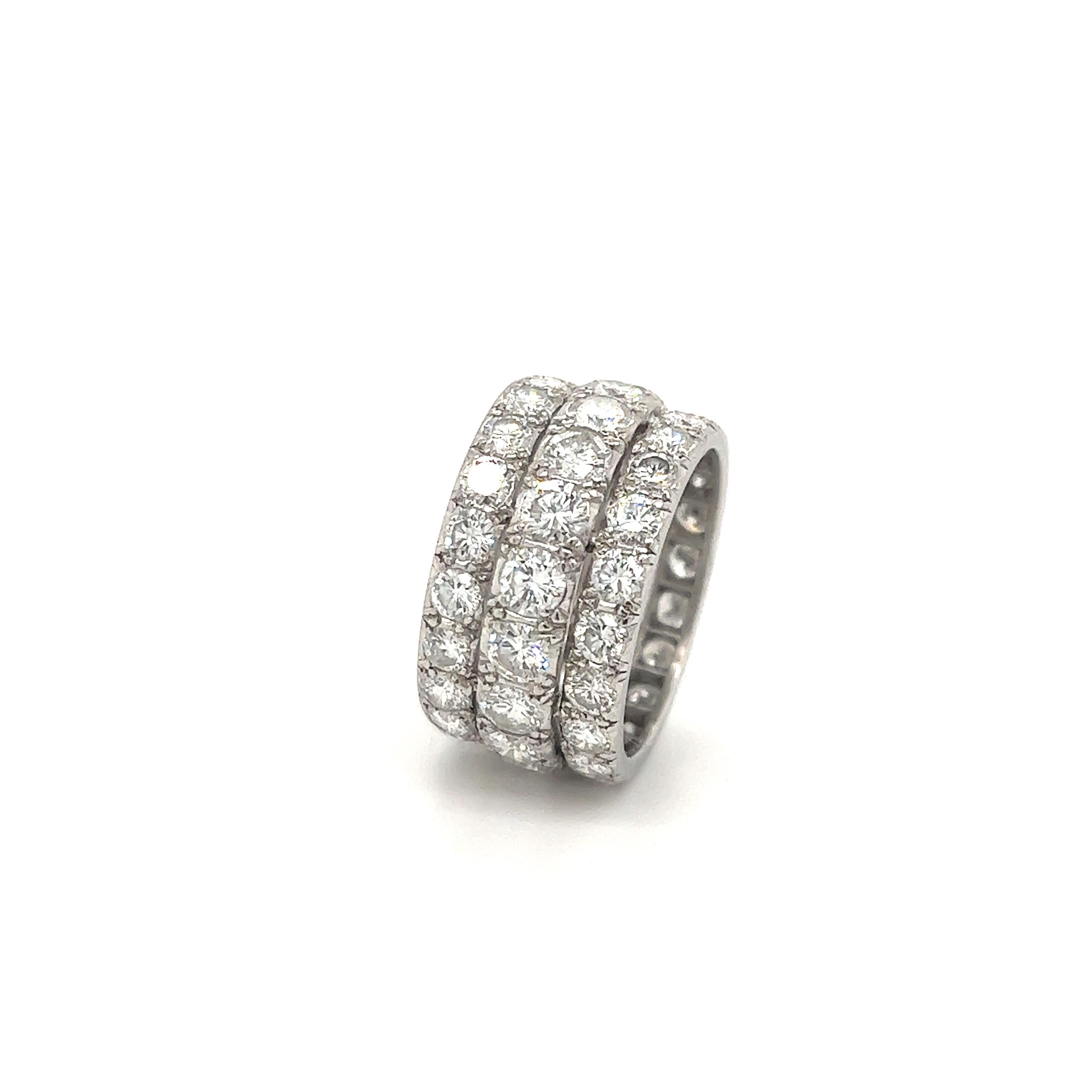 Contemporary Estate Diamond Wide Band Platinum Ring 6.40 Ct. For Sale