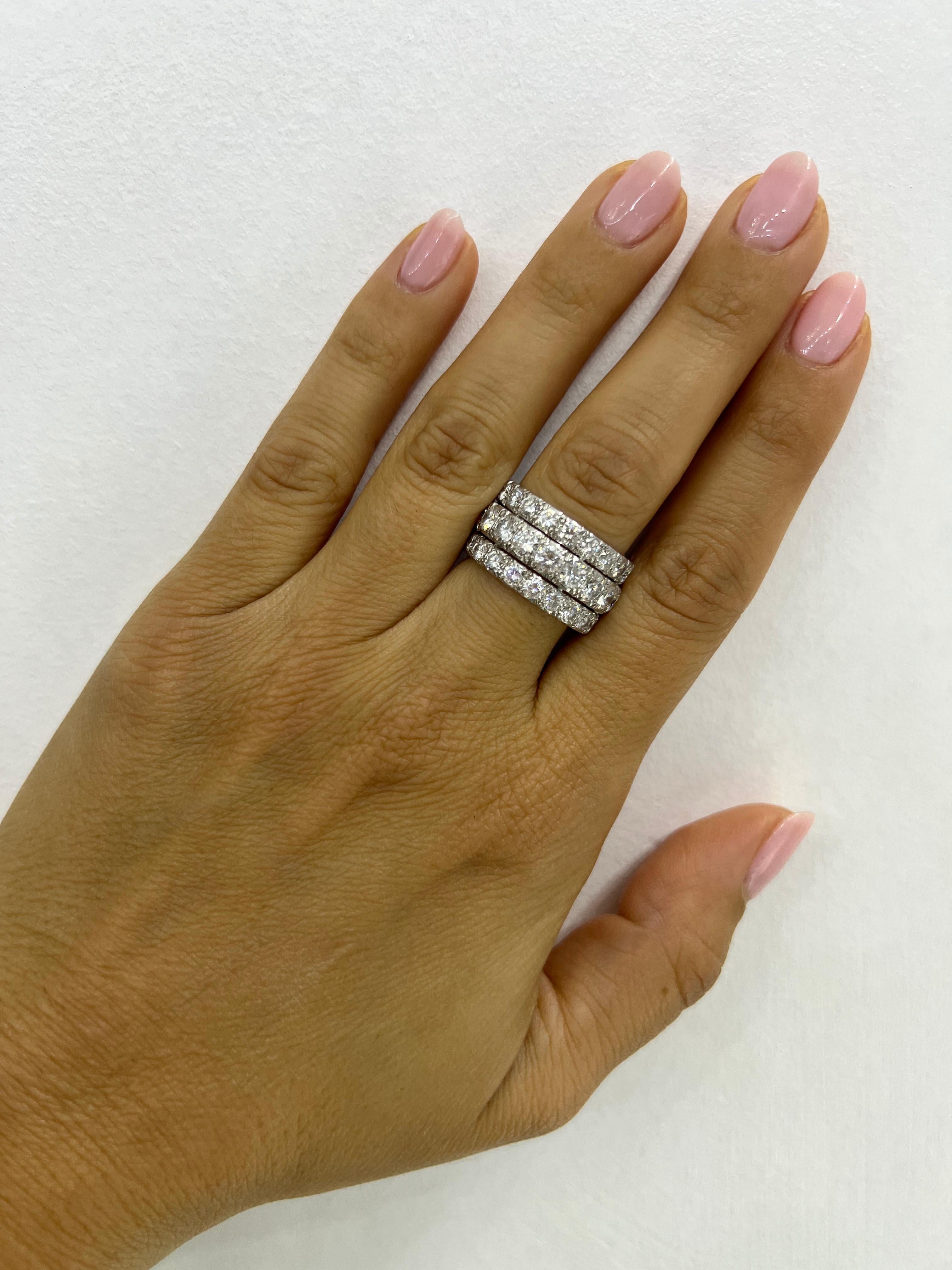 Estate Diamond Wide Band Platinum Ring 6.40 Ct. In Good Condition For Sale In MIAMI, FL