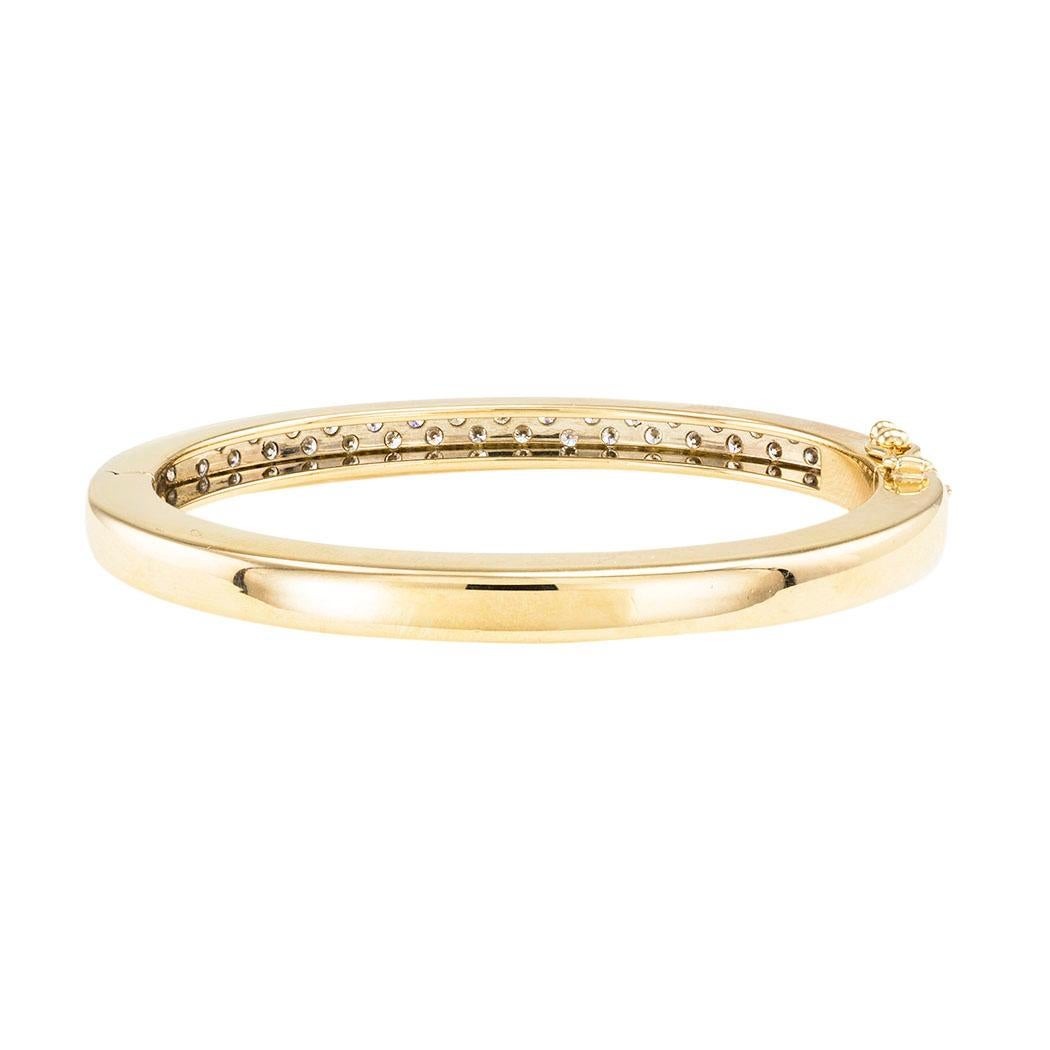 Estate Diamond Yellow Gold Hinged Bangle Bracelet In Good Condition In Los Angeles, CA