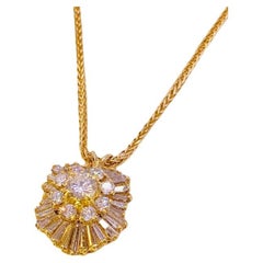 Estate Diamond Yellow Gold Pendant and Chain