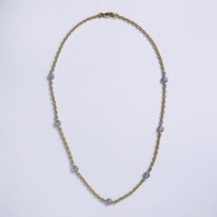 Estate Diamonds By The Yard Italian 18k Two-Tone Gold Link Station Necklace