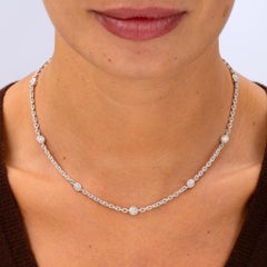 Collar italiano de eslabones de oro blanco de 18 quilates con diamantes de la propiedad