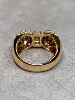 Estate Dorado 18K Pave Round Carré Diamond Bow Cocktail Ring