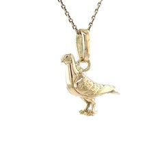 Estate Dove Charm Pendant, Solid 14K Gold Pigeon Charm, Birding Messenger Charm