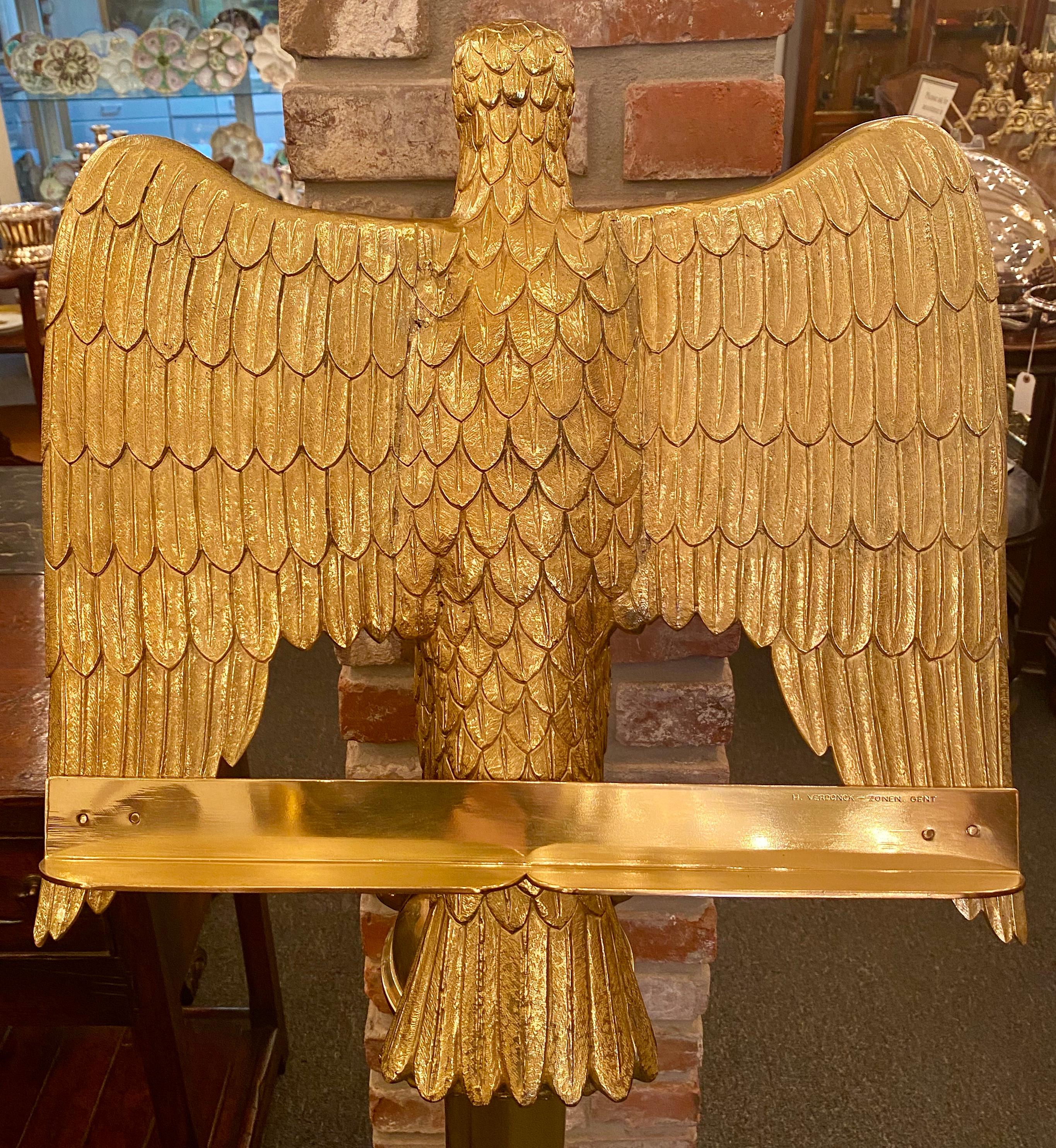 Estate Dutch Solid Brass Eagle Lectern by 