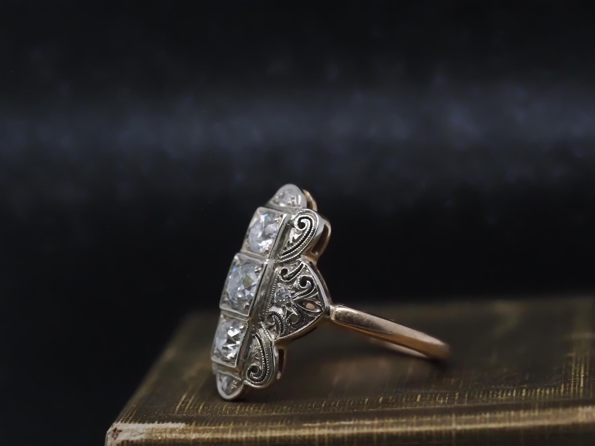 Estate Edwardian 14K Gold .70cttw Old Mine Diamond Ring - VHK#969

Item Details:
Year: 1900s
Ring Size: 6.75 (Sizable)
Metal Type: 14K Yellow Gold and White Gold Top [Hallmarked, and Tested]
Weight: 4.6 grams

Diamond Details: .70ct total weight,