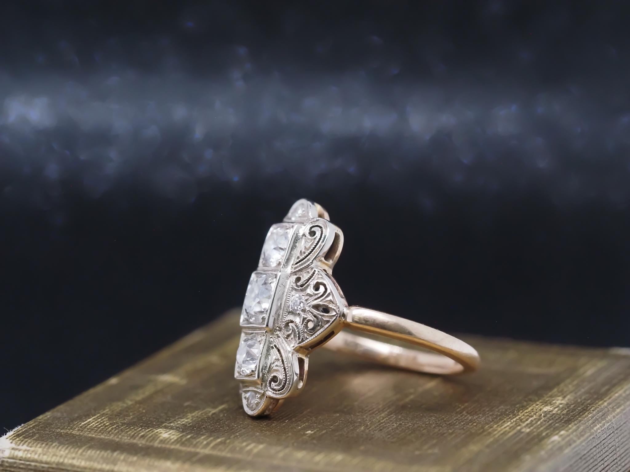 Old Mine Cut Estate Edwardian 14K Gold  .70cttw Old Mine Diamond Ring - VHK#969 For Sale