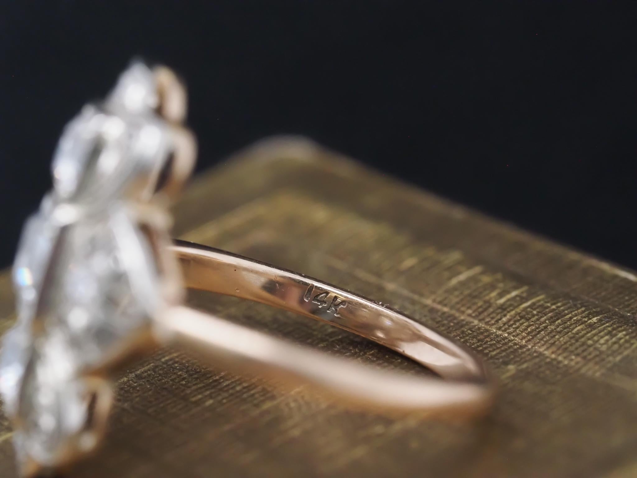 Women's Estate Edwardian 14K Gold  .70cttw Old Mine Diamond Ring - VHK#969 For Sale