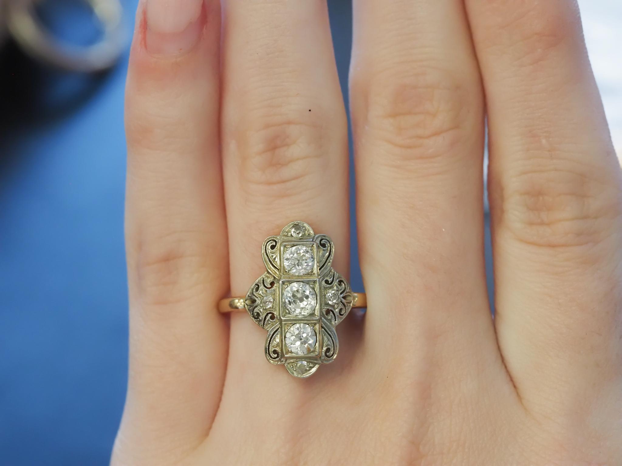 Estate Edwardian 14K Gold  .70cttw Old Mine Diamond Ring - VHK#969 For Sale 1