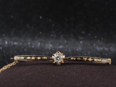 Estate Edwardian 14K Yellow Gold Old European Diamond and Enamel Bangle - VHK#73