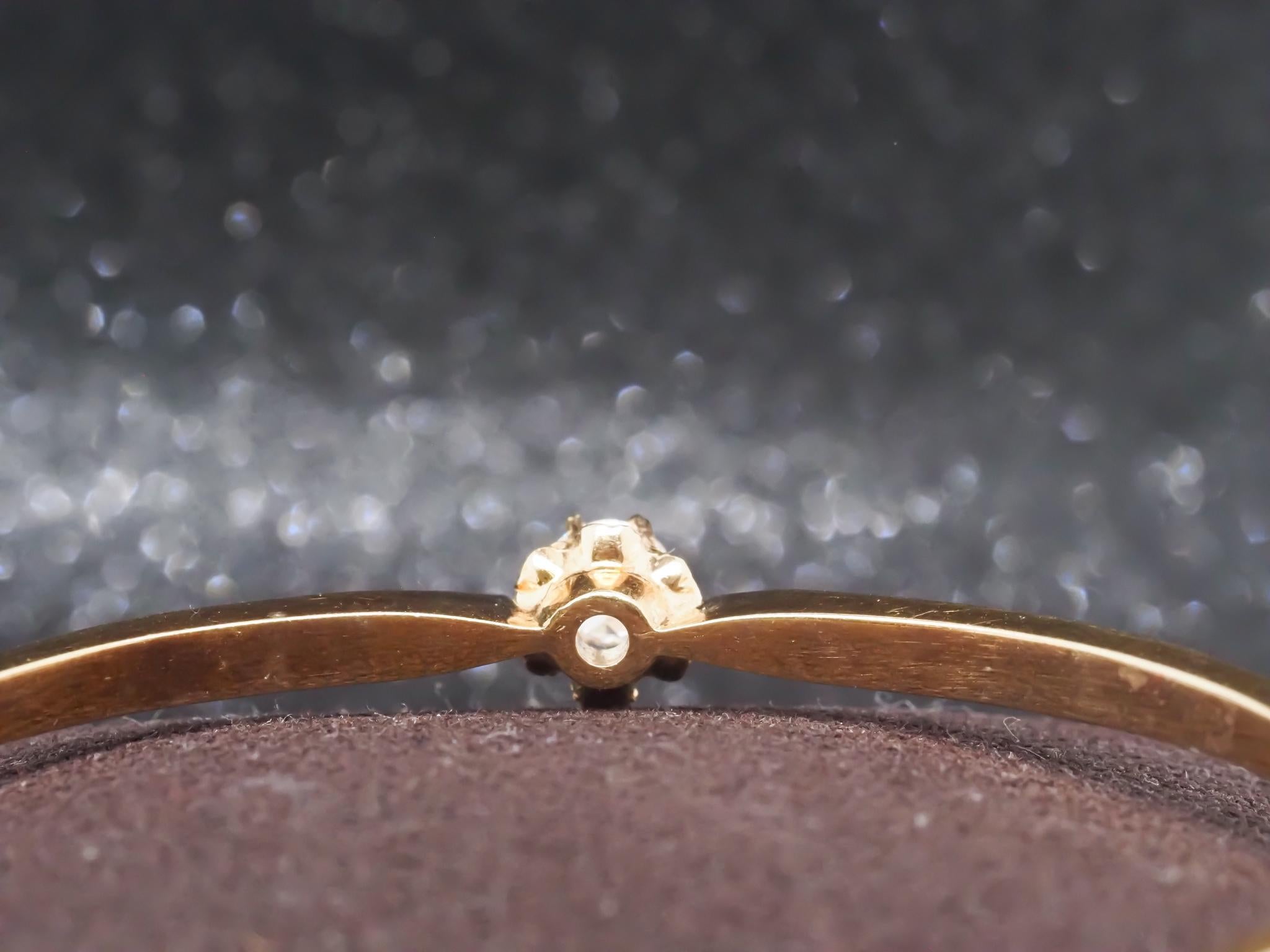Bracelet jonc édouardien de succession en or jaune 14 carats, diamant européen ancien et émail - VHK n°73 en vente 3